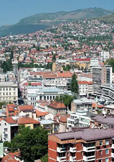 Prints of Bosnia and Herzegovina, Sarajevo Canton, Sarajevo. View across the Bosnia and Herzegovina capital city of Sarajevo Bosnia And Herzegovina Prints: Sarajevo Cityscape Print