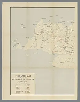 Prints of Map of West and Central Java, left part, Anonymous, 1890 - 1891 print At the top left numbered: I. paper maps of separate countries or regions Java Map Prints: 1890-1891 Print of West and Central Java Map