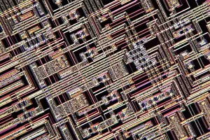 Printed Circuit Board Image Prints: Microchip, light micrograph