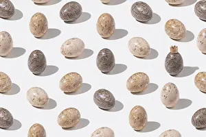 Easter Egg Design Prints: Pattern with decorated easter eggs on light gray background. Min
