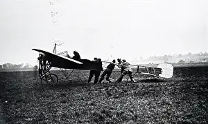 Prints of Photograph depicting the Wright biplane of the pusher type with elevators at the front. Dated 20th Century Wright Brothers Prints: 20th Century Print of Pusher Type Biplane