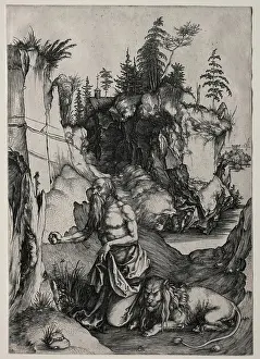 Albrecht Durer Prints: Albrecht Dürer's Print of St. Jerome in Repentance, 1497 Engraving