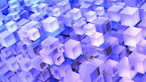Geometric Shape Prints: 8K UHD Computer Generated 3D Cube Stack Art Print