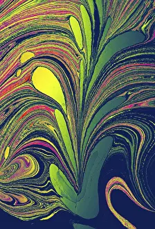 Ebru Marbling Artwork Prints: Abstract creative round marble pattern texture