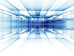 Abstract Technology Background Prints: Abstract perspective technology background - computer-generated image