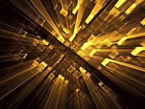 Digital Art Prints: Abstract Technology Print - Futuristic Cityscape