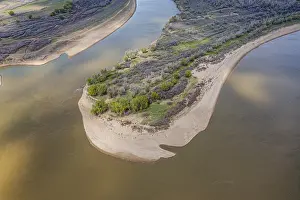 Kazakhstan Prints: Aerial Print of Lower Ural River, Kazakhstan
