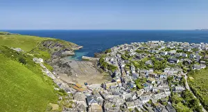 Port Isaac Prints: Aerial Panorama of Port Isaac Print, North Cornwall, England