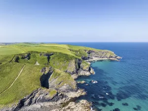 Port Isaac Prints: Aerial View of Port Isaac Coastline Print