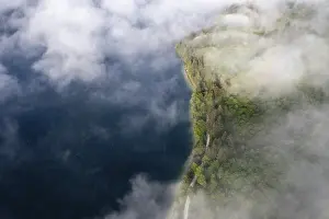 Prints of Aerial view, fog and landscape around Lake Bohinj, Lake Bohinj, Triglav National Park, Slovenia Slovenia Prints: Aerial View Print of Lake Bohinj, Slovenia