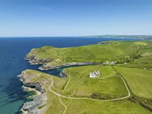 Port Isaac Prints: Aerial view of Port Quin, North Cornwall Print