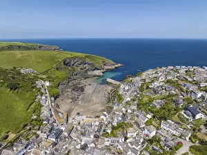 Port Isaac Prints: Aerial View of Port Isaac Print, North Cornwall, England