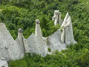 Switzerland Prints: Aerial View Print of Pyramides d'Euseigne, Switzerland