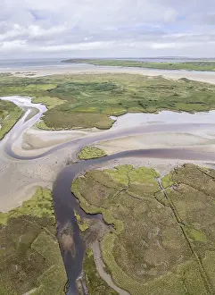 Ireland Prints: Aerial View of River Structures Print, Inishkeel, Ireland