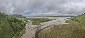 Ireland Prints: Aerial View of River Structures Print, Inishkeel, Ireland