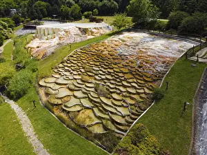 Hungary Prints: Aerial View of Lime Sinter Terraces Print, Egerszalok, Hungary