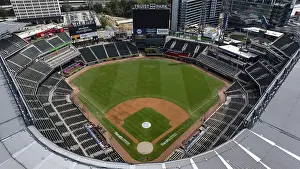 Prints of An aerial view of Truist Park showcases a modern baseball stadium nestled in the suburban landscape of Cobb County Cumberland Prints: Aerial View of Truist Park Print, Cumberland, USA