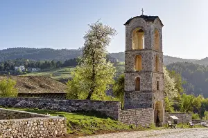 Prints of Bell tower of St. Mary's Church, Kisha e Shen Merise, Voskopoja, Voskopoje, Korca region, Korca, Albania Bell tower of St Albania Prints: Bell Tower of St. Mary's Church Print, Voskopoja, Albania