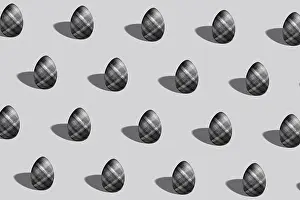 Minimal Easter Concept Prints: Black and Silver Easter egg pattern made