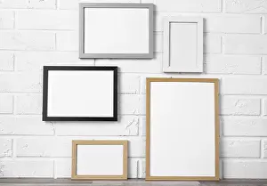 Empty Building Prints: Blank frames wall