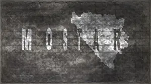 Prints of Bosnia and Herzegovina Mostar Chalkboard Typography Map Bosnia And Herzegovina Prints: Bosnia and Herzegovina Mostar Chalkboard Typography Print Map