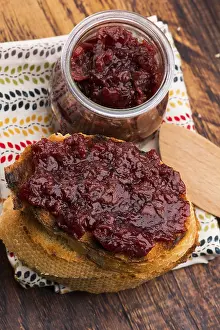 Breakfast Desserts Prints: Bread with sweet cherry jam