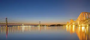 Forth Bridge Prints: The Firth of Forth Bridges at Sunset Print