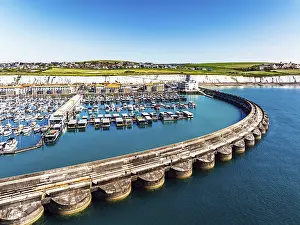 Prints of Brighton Marina from a drone, Brighton, East Sussex, England, United Kingdom Brighton And Hove Prints: Brighton Marina Print from a Drone, East Sussex, England