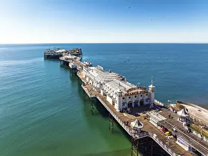 Prints of Brighton Palace Pier from a drone, Brighton, East Sussex, England, United Kingdom Brighton And Hove Prints: Brighton Palace Pier Print from a Drone, England