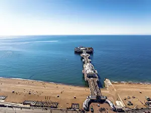 Prints of Brighton Palace Pier from a drone, Brighton, East Sussex, England, United Kingdom Brighton And Hove Prints: Brighton Palace Pier Print from a Drone, England