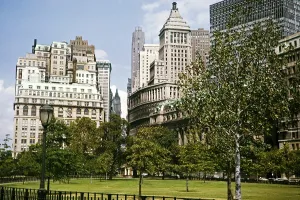 Historic Downtown Manhattan Prints: Building around Battery Park, Lower Manhattan, New York, USA in 1963