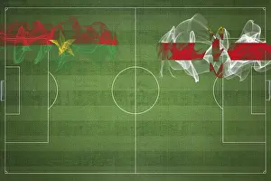 Prints of Burkina Faso vs Northern Ireland Soccer Match, national colors, national flags, soccer field, football game, Competition concept, Copy space Sport Prints: Burkina Faso vs Northern Ireland Soccer Match Print