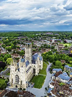Prints of Canterbury Cathedral from a drone, Canterbury, Kent, England, United Kingdom Canterbury Prints: Canterbury Cathedral Print, Kent, England