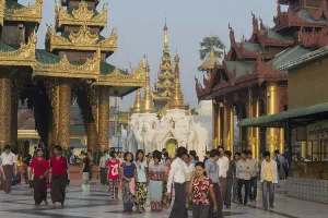 Golden Temple Prints: The Shwedagon Paya Pagoda Print, Yangon, Myanmar