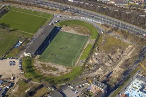 Sport Prints: Aerial View of Gluckauf Kampfbahn Football Stadium Print