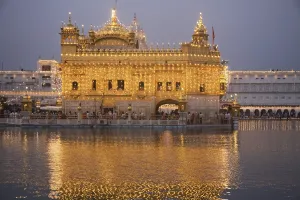 Golden Temple Prints: Illuminated Golden Temple Print, Amritsar, India