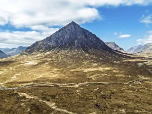 The Buachaille Mountain and Moors over Glen Etive Valley Drone Print