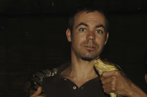Reticulated Python Prints: Reticulated Python Print: Man with Reticulated Python