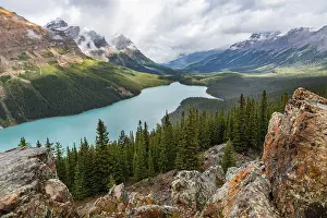 Banff National Park Views Prints: Clouds hanging in mountain peaks
