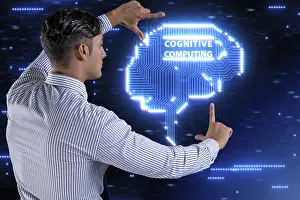 Modern Technology Concept Prints: Cognitive computing concept as modern technology