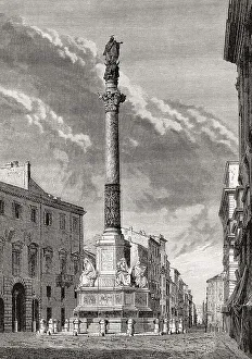 Deserted Cityscape Italy Prints: The Column of the Immaculate Conception