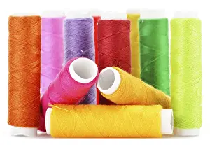 White Background Composition Prints: Composition with tailor needles and threads over white background