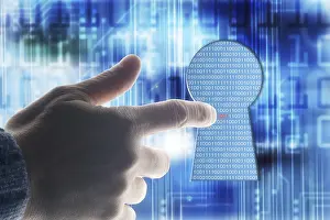 Secure Data Protection Concept Prints: Concept for cracking a password or software code