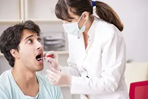 DNA Prints: Doctor Taking Saliva Test Sample Print