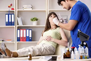 DNA Prints: Doctor taking saliva test sample Print