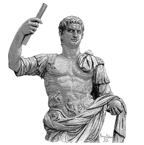 Domitian, Antique Marble Statue Print, 1880