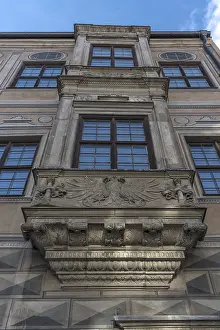 Prints of Double bay window with double eagle at the Maximilian Museum, inaugurated in 1854, former patrician house, Augsburg, Bavaria, Germany Augsburg Prints: Double Bay Window with Double Eagle Print, Augsburg, Germany