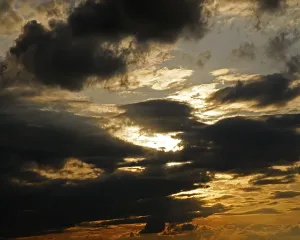 Cloudy Evening Landscape Prints: Dramatic cloud filled sky