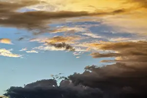 Dramatic Cloudy Sky Prints: Dramatic cloudy sky, dark thunderclouds at sunset