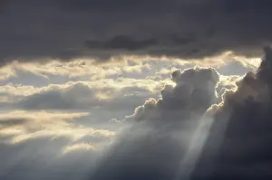 Dramatic Cloudy Sky Prints: Dramatic cloudy sky with sun rays